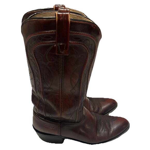 Dingo Boots Men’s Size 8E Burgundy Red Leather Cowboy Western Pull On Vintage - Picture 3 of 12